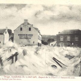 Floreffe – place Roi Baudouin – inondations du 14 mai 1906
