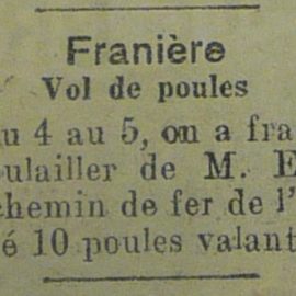 Franière – faits divers de l’année 1921