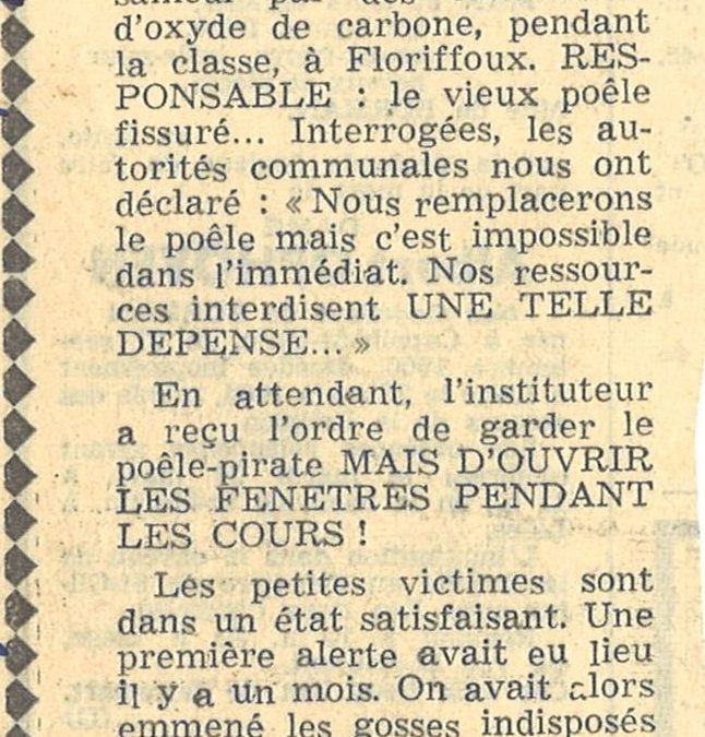 Floriffoux – école primaire communale – enfants intoxiqués – 1964