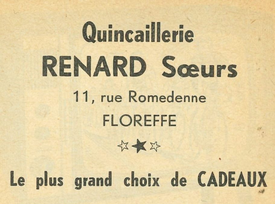 Floreffe – rue Emile Romedenne – quincaillerie Renard Soeurs