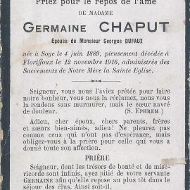 Floriffoux – souvenirs mortuaires – les patronymes CHAPUT