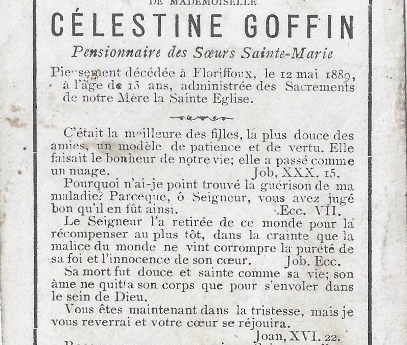 Floriffoux – souvenirs mortuaires – les patronymes GOFFIN
