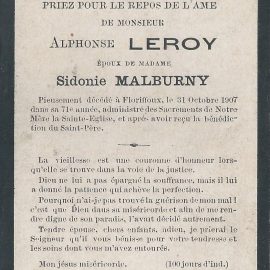Floriffoux – souvenirs mortuaires – les patronymes LEROY
