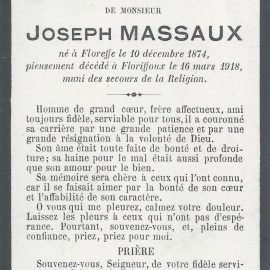 Floriffoux – souvenirs mortuaires – les patronymes MASSAUX