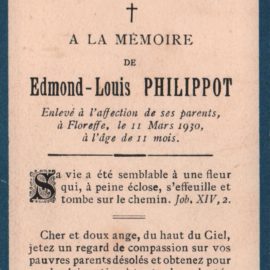 Floreffe – souvenirs mortuaires – les patronymes PHILIPPOT