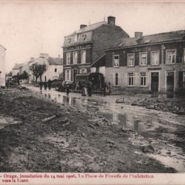 Floreffe – Place Roi Baudouin – inondations de 1906