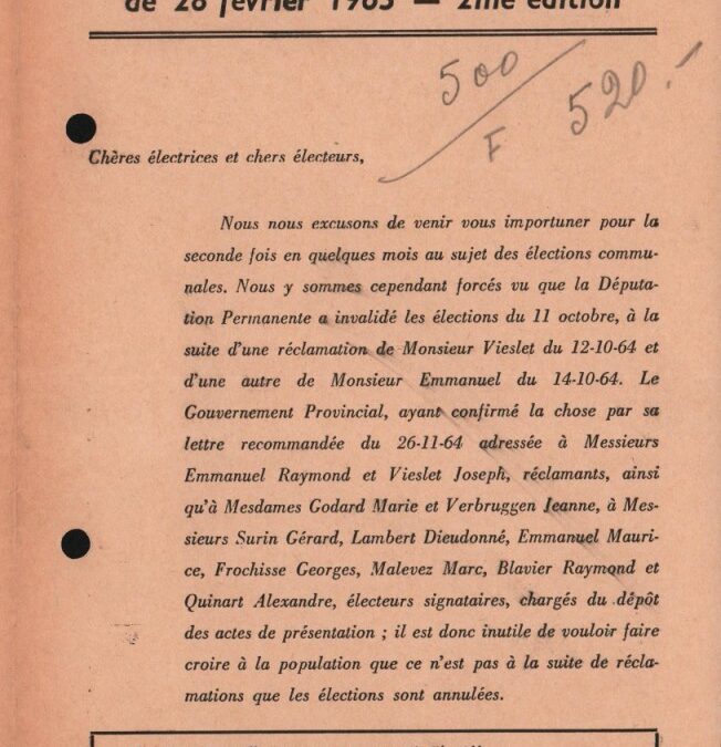 Floriffoux – élections communales de 1965 – tract