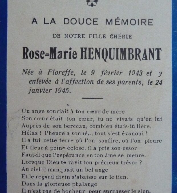 Floreffe – souvenirs mortuaires – les patronymes HENQUIMBRANT