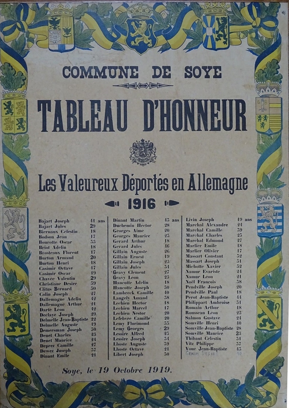 Soye – guerre 14-18 – déportés – commémoration – 1919