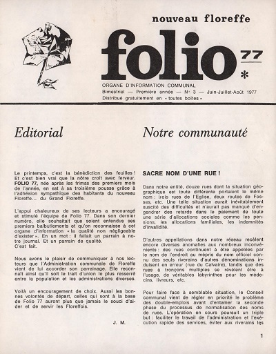 Folio – juin-juillet-août 1977 – n°3