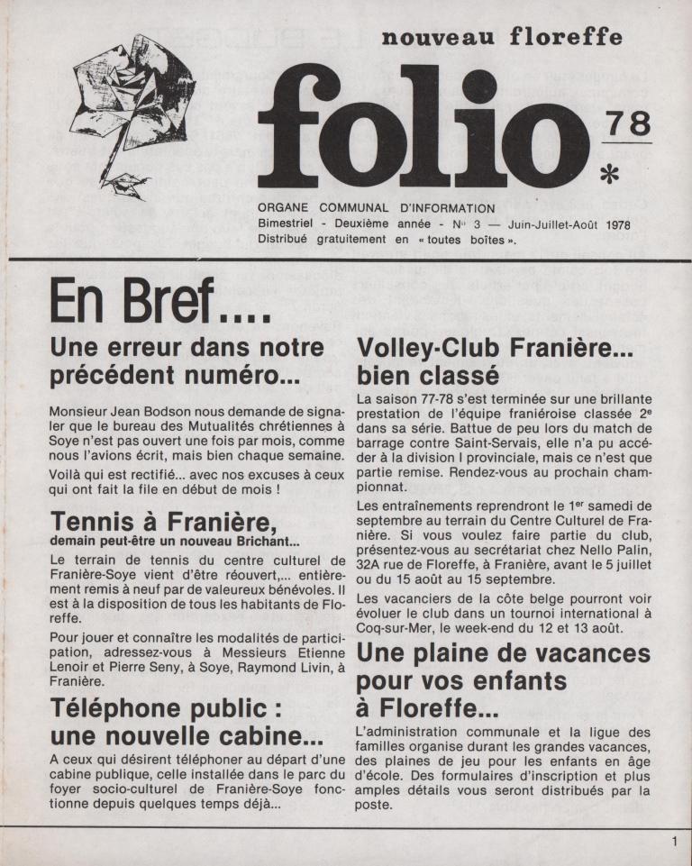 Folio – juin-juillet-août 1978 – n°3