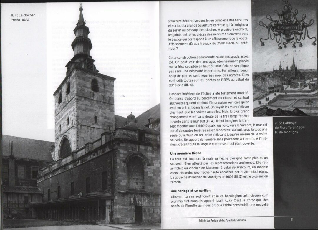 Floreffe – abbaye – la restauration du clocher de l’église abbatiale de Floreffe