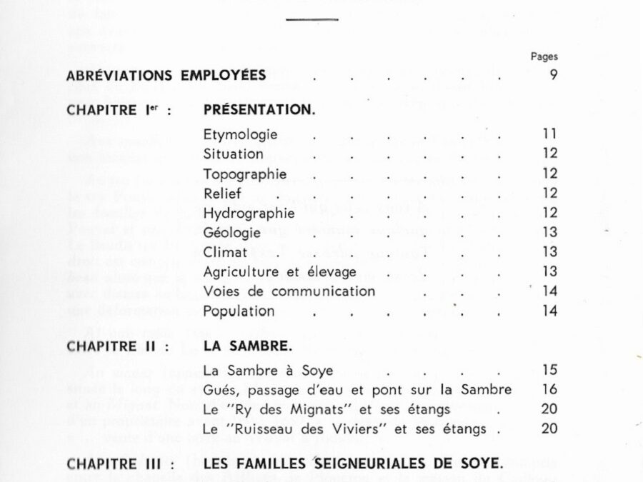 Histoire de Soye – Louis LESSIRE – table des matières et hors-texte